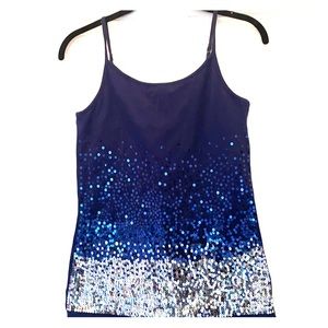 Sequin Tank Blue and Silver